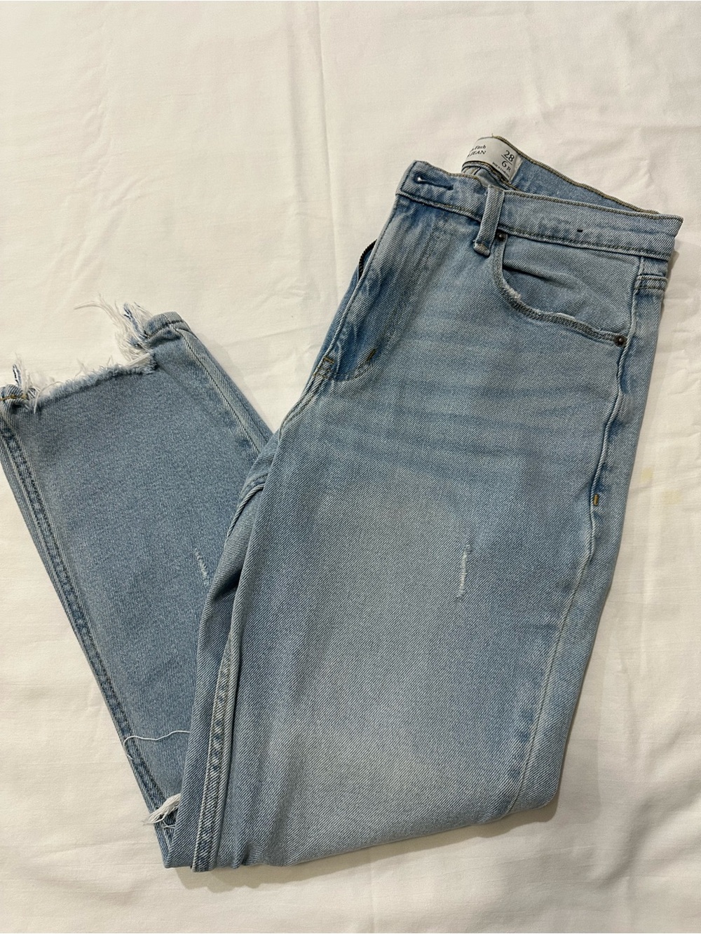Abercrombie & Fitch Light Blue Raw-Hem Ankle Jeans